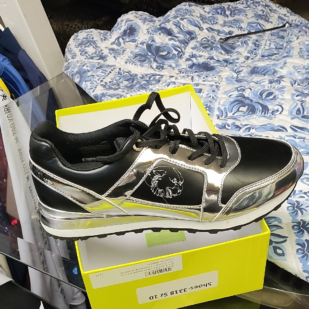 Versace Jeans Collection Black and Silver Sneakers